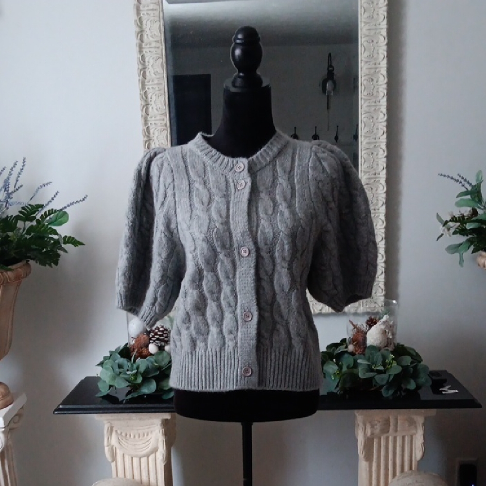 Halogen Gray Cable Knit Women's Cardigan